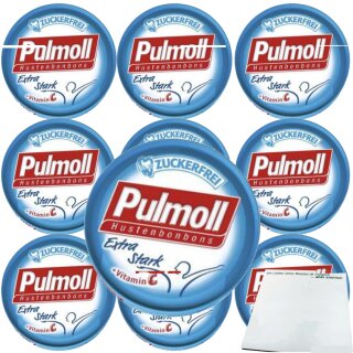 Pulmoll Extra Stark ohne Zucker 10er Pack (10x50g Dose) + usy Block