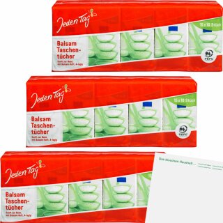 Jeden Tag Taschentücher Balsam 4-lagig 3er Pack (3x15x10Stk Packung) + usy Block