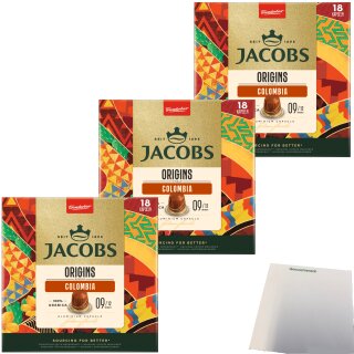 Jacobs Kaffeekapseln Origins Colombia 54 Stück (3x93g Packung) + usy Block
