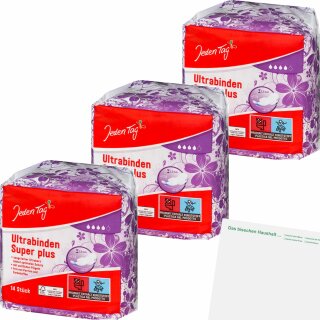 Jeden Tag Ultrabinden Super Plus 3er Pack (14Stk Packung) + usy Block