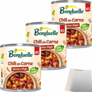 Bonduelle Chili sin Carne 3er Pack (3x400g Dose) + usy Block
