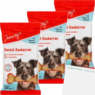 Jeden Tag Hund Dental-Kaubarren 3er Pack (3x300g Packung) + usy Block