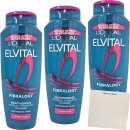 Elvital Shampoo Fibralogy 3er Pack (3x300ml Flasche) + usy Block