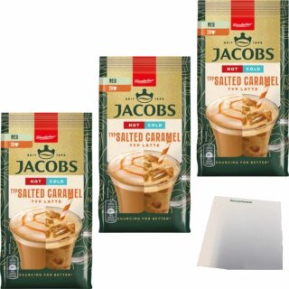 Jacobs Latte Hot Cold Salted Caramel  3er Pack (3x340g Packung) + usy Block