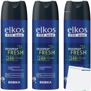 Elkos Deo Spray Men Fresh 3er Pack (3x200ml Flasche) + usy Block