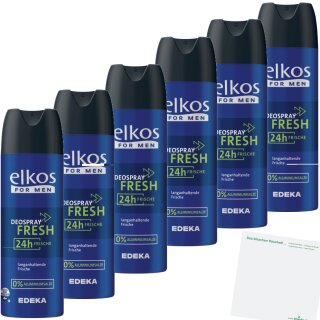 Elkos Deo Spray Men Fresh 6er Pack (6x200ml Flasche) + usy Block