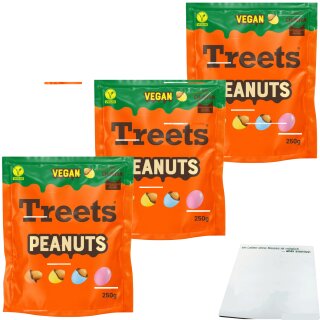 Treets Vegan Peanuts mit ChoViva 3er Pack (3x250g Packung) + usy Block