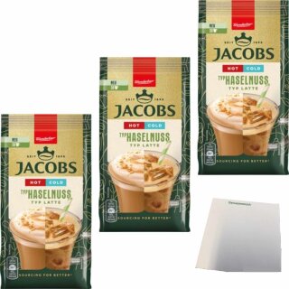Jacobs.Latte Hot Cold Haselnuss 3er Pack ( 3x340g Packung) + usy Block