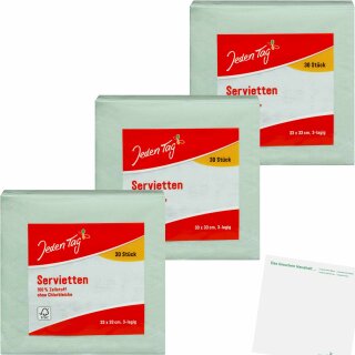 Jeden Tag Servietten 33x33cm minze 3lg 3er Pack (3x30Stk) + usy Block