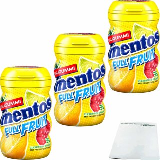 Mentos Kaugummi Full Fruit 3er Pack (3x70g Dose) + usy Block