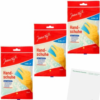 Jeden Tag Haushalts-Handschuhe Gr. L 3er Pack (3x1Paar Packung) + usy Block