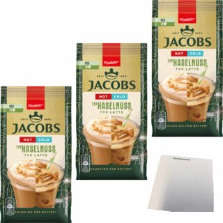 Jacobs Latte Hot Cold Haselnuss 3er Pack (3x340g Packung) + usy Block
