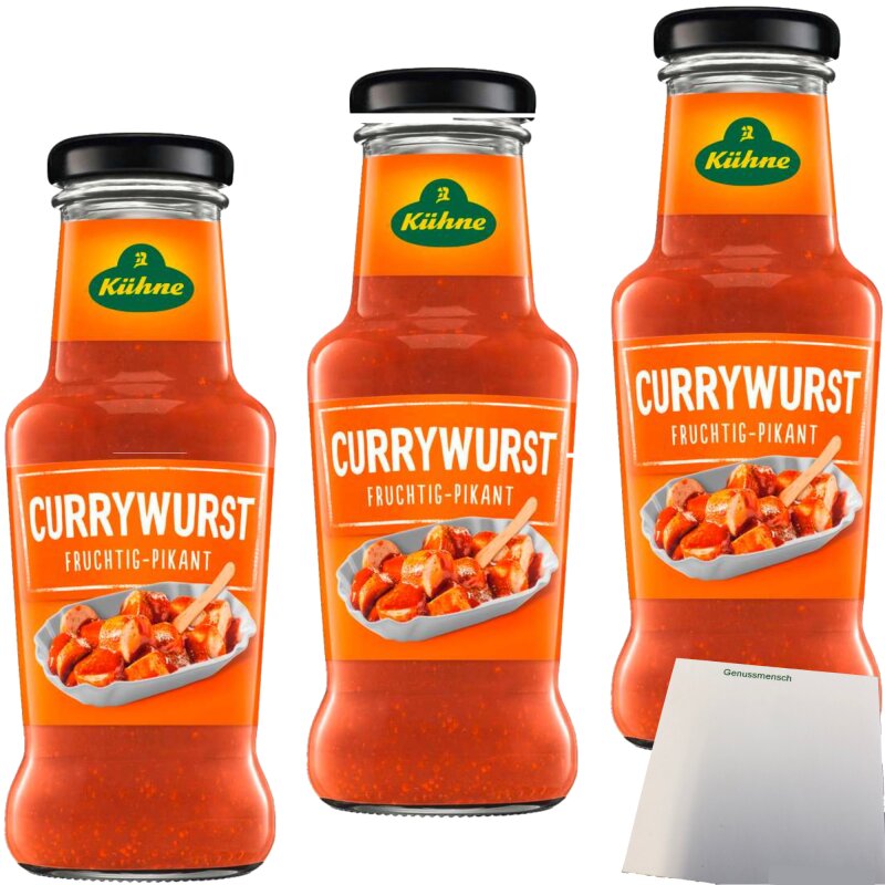 Kühne Gourmet Currywurst Sauce 3er Pack (3x250ml Flasche) + usy Block