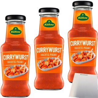 Kühne Gourmet Currywurst Sauce 3er Pack (3x250ml Flasche) + usy Block
