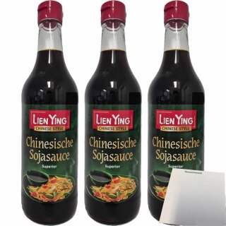 Lien Ying Chinesische Sojasauce Superior 3er Pack (3x500ml Flasche) + usy Block