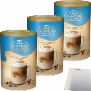 Krüger Signature Blend Cappuccino Weniger Süß 3er Pack (3x200g Dose) + usy Block