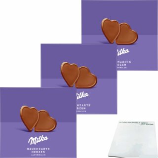 Milka Hauchzarte Herzen Alpenmilch 3er Pack (3x130g Packung) + usy Block