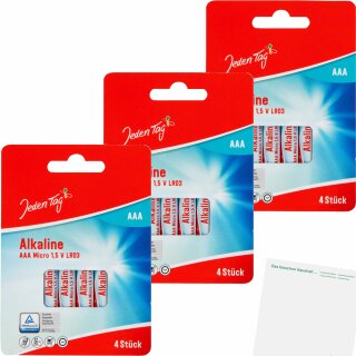 Jeden Tag Alkaline Batterien Micro AAA/LR03 3er Pack (3x4Stk Packung) + usy Block