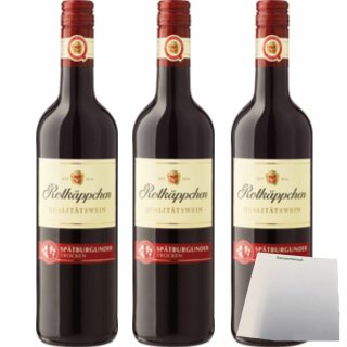 Rotkäppchen Qualitätswein Spätburgunder trocken 3er Pack (3x0,75 l Flasche) + usy Block