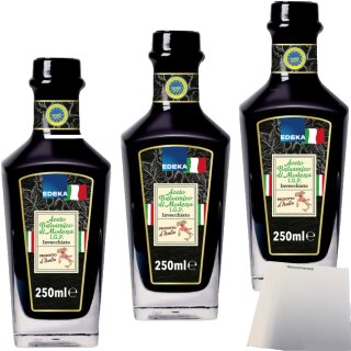 Edeka Italia Aceto Balsamico di Modena I.G.P. Invecchiato 3er Pack (3x250g Flasche) + usy Block
