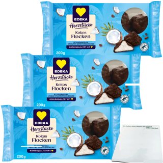 EDEKA Kokosflocken 3er Pack (3x200g Packung) + usy Block