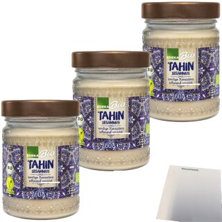 Edeka Tahin Sesammus vegan 3er Pack (3x260g Glas) + usy Block