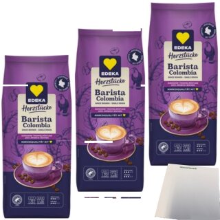 Edeka Barista COLOMBIA Bohne 3er Pack (3x1Kg Packung) + usy Block