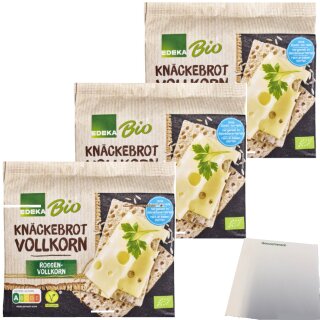 Edeka Knäckebrot Roggenvollkorn 3er Pack (3x250g Packung) + usy Block