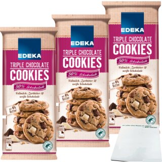 EDEKA Triple Chocolate Cookies 3er Pack (3x200g Packung) + usy Block