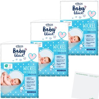 Elkos Baby Wickelunterlage 3er Pack (3x10er Packung) + usy Block
