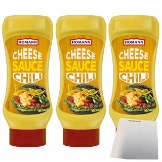 Homann Chili Cheese Sauce 3er Pack (3x430ml Flasche) + usy Block