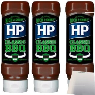 HP BBQ Sauce Classic Woodsmoke Flavour 3er Pack (3x465g Flasche) + usy Block