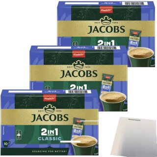 Jacobs 2in1 Kaffee-Sticks Classic 30er (3x120g Packung) + usy Block