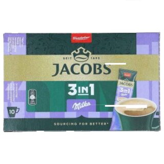 Jacobs 3in1 Löslicher Kaffee-Sticks Milka 10er (124g Packung)