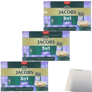 Jacobs 3in1 Löslicher Kaffee-Sticks Milka 30er (3x124g Packung) + usy Block