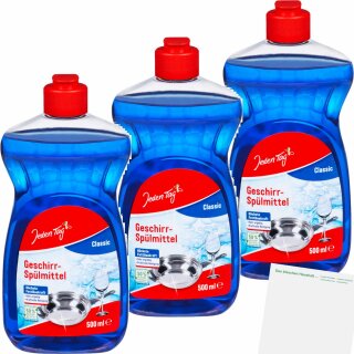 Jeden Tag Geschirrspülmittel Konzentrat 3er Pack (3x500ml Flasche) + usy Block