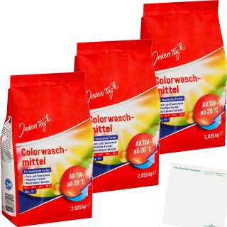 Jeden Tag Waschmittel Kompakt Color 2,025kg 3er Pack (3x30WL Packung) + usy Block