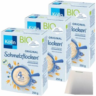 Kölln Schmelzflocken  3er Pack (3x250g Packung) + usy Block