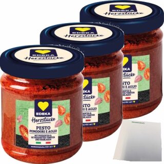 EDEKA Pesto Rosso 3er Pack (3x190g Glas) + usy Block