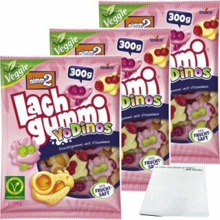 nimm2 Lachgummi YoDinos 3er Pack (3x300g Packung) + usy Block