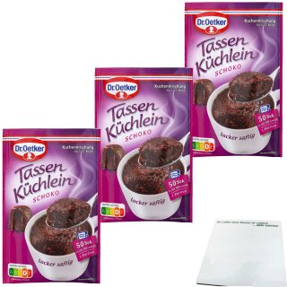 Dr. Oetker Tassenküchlein Schoko 3er Pack (3x55g Beutel) + usy Block