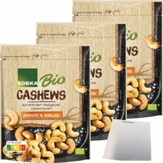 EDEKA  Cashewkerne geröstet gesalzen 3er Pack (3x125g Beutel) + usy Block
