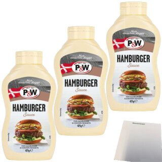 P&W Hamburger Sauce 3er Pack (3x425g Flasche) + usy Block