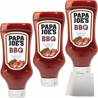Papa Joe´s BBQ-Sauce 3er Pack (3x300ml Flasche) + usy Block