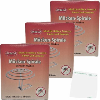 Braeco Anti-Mücken Spirale 3er Pack (30Stk + 6 Ständer) + usy Block