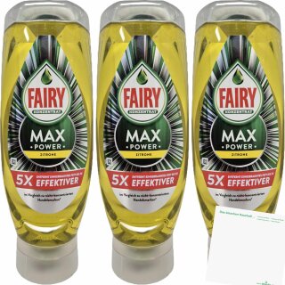 Fairy Max Power Zitrone  Spülmittel 3er Pack (3x545ml Flasche) + usy Block