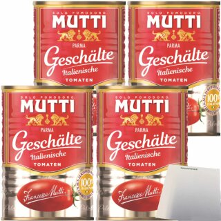 Mutti Pelati Schältomaten in Sauce 4er Pack (4x400g Dose) + usy Block