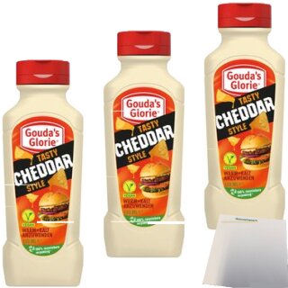 Goudas Glorie Tasty Cheddar Style Sauce 3er Pack (3x550ml Flasche) + usy Block