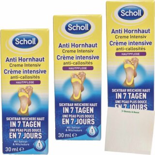 Scholl Anti-Hornhaut Creme Intensiv 3er pack (3x30ml Packung) + usy Block