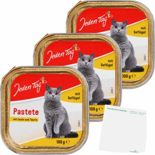 Jeden Tag Katze Feine Pastete Geflügel 3er Pack (3x100g Schale) + usy Block